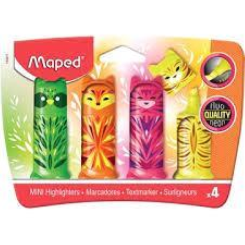 Maped FLUO Peps Mini Friends - Evidenziatore - per carta per fax, carta copiatrice - 1-5 mm (pacchetto di 4)